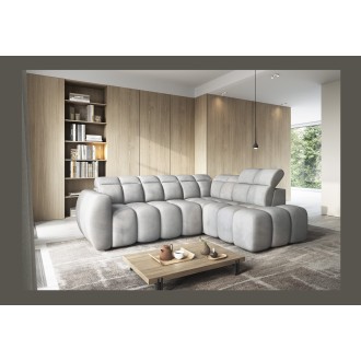 Canapé d’angle électrique RONDA 4 places gris – angle droit 