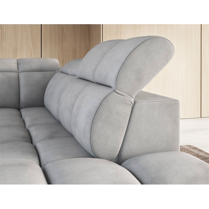 Canapé d’angle électrique RONDA 4 places gris – angle droit 