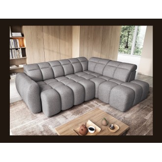 Canapé d’angle électrique RONDA 4 places gris – angle droit – version 2 
