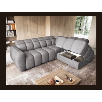Canapé d’angle électrique RONDA 4 places gris – angle droit – version 2 