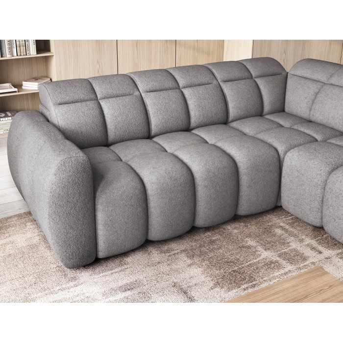 Canapé d’angle électrique RONDA 4 places gris – angle droit – version 2 