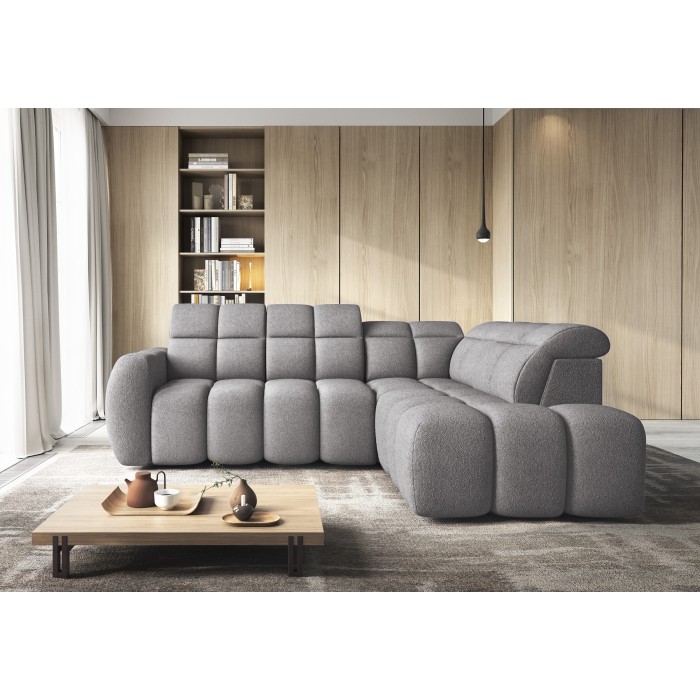 Canapé d’angle électrique RONDA 4 places gris – angle droit – version 2 