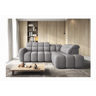 Canapé d’angle électrique RONDA 4 places gris – angle droit – version 2 