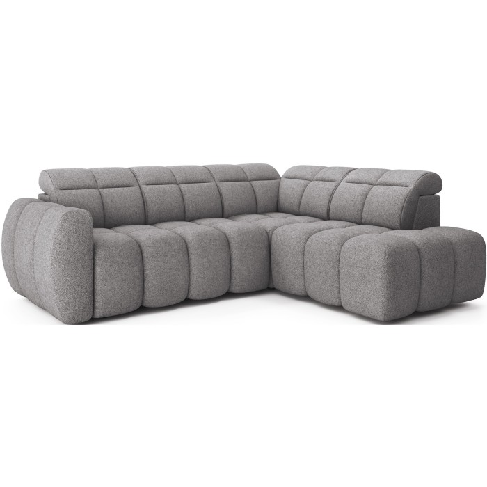Canapé d’angle électrique RONDA 4 places gris – angle droit – version 2 