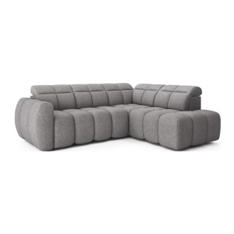 Canapé d’angle électrique RONDA 4 places gris – angle droit – version 2 