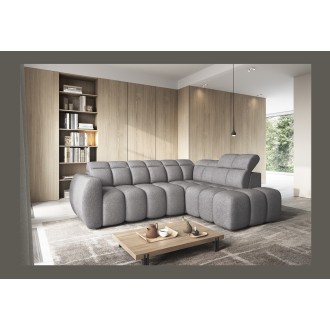 Canapé d’angle électrique RONDA 4 places gris – angle droit – version 2 
