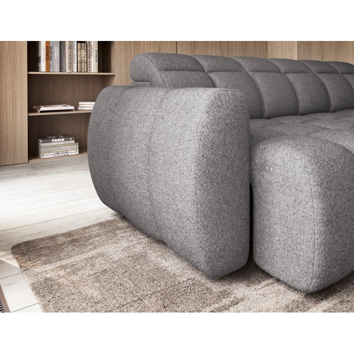 Canapé d’angle électrique RONDA 4 places gris – angle droit – version 2 