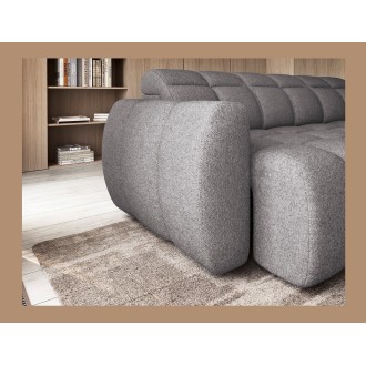 Canapé d’angle électrique RONDA 4 places gris – angle droit – version 2 