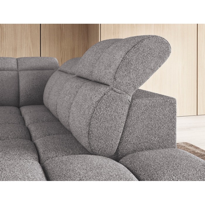 Canapé d’angle électrique RONDA 4 places gris – angle droit – version 2 