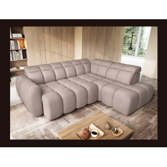 Canapé d’angle électrique RONDA 4 places marron clair – angle droit 