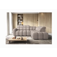Canapé d’angle électrique RONDA 4 places marron clair – angle droit 