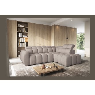Canapé d’angle électrique RONDA 4 places marron clair – angle droit 
