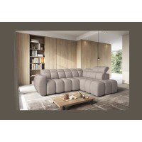 Canapé d’angle électrique RONDA 4 places marron clair – angle droit 