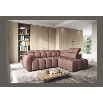 Canapé d’angle électrique RONDA 4 places rouge clair – angle droit 
