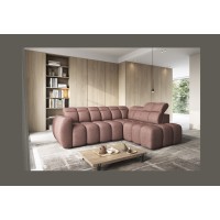Canapé d’angle électrique RONDA 4 places rouge clair – angle droit 