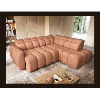Canapé d’angle électrique RONDA 4 places orange corail – angle droit 