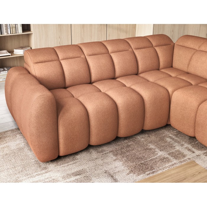 Canapé d’angle électrique RONDA 4 places orange corail – angle droit 