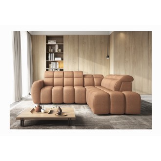 Canapé d’angle électrique RONDA 4 places orange corail – angle droit 