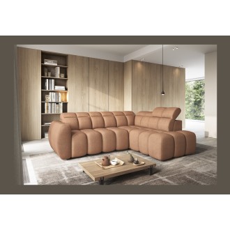 Canapé d’angle électrique RONDA 4 places orange corail – angle droit 