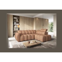 Canapé d’angle électrique RONDA 4 places orange corail – angle droit 