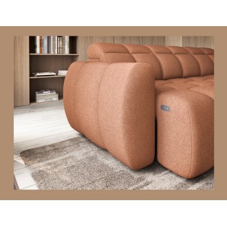 Canapé d’angle électrique RONDA 4 places orange corail – angle droit 