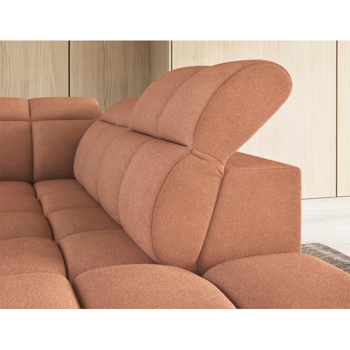 Canapé d’angle électrique RONDA 4 places orange corail – angle droit 