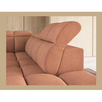 Canapé d’angle électrique RONDA 4 places orange corail – angle droit 