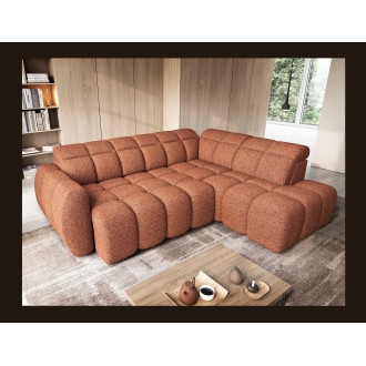 Canapé d’angle électrique RONDA 4 places orange chiné – angle droit 