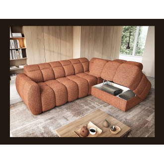 Canapé d’angle électrique RONDA 4 places orange chiné – angle droit 