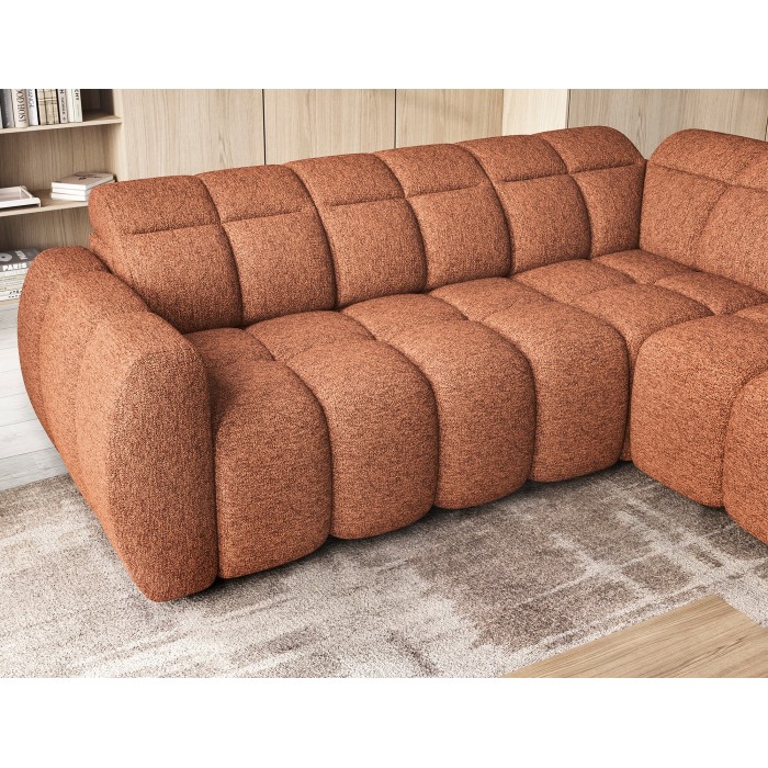Canapé d’angle électrique RONDA 4 places orange chiné – angle droit 