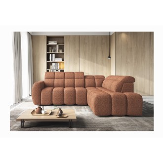 Canapé d’angle électrique RONDA 4 places orange chiné – angle droit 