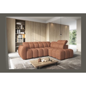 Canapé d’angle électrique RONDA 4 places orange chiné – angle droit 