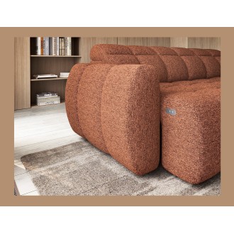 Canapé d’angle électrique RONDA 4 places orange chiné – angle droit 