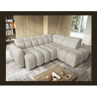 Canapé d’angle électrique RONDA 4 places beige – angle droit 
