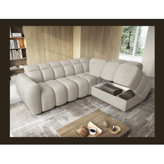 Canapé d’angle électrique RONDA 4 places beige – angle droit 