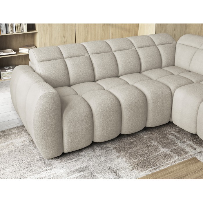 Canapé d’angle électrique RONDA 4 places beige – angle droit 