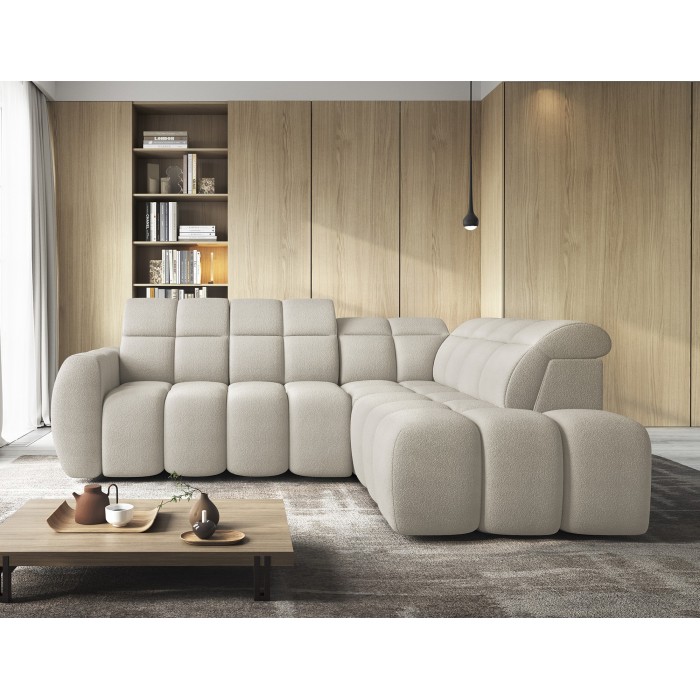 Canapé d’angle électrique RONDA 4 places beige – angle droit 