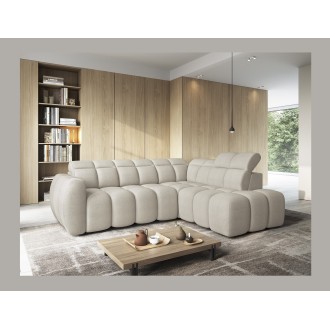 Canapé d’angle électrique RONDA 4 places beige – angle droit 