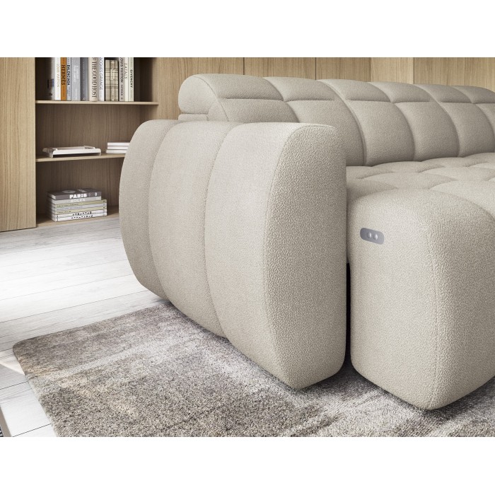 Canapé d’angle électrique RONDA 4 places beige – angle droit 
