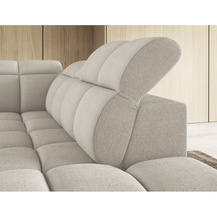 Canapé d’angle électrique RONDA 4 places beige – angle droit 