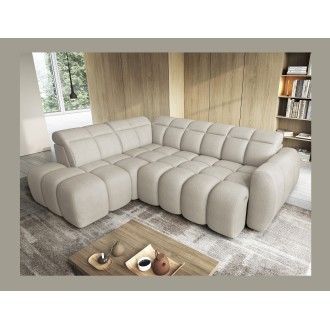 Canapé d’angle électrique RONDA 4 places beige – angle gauche 