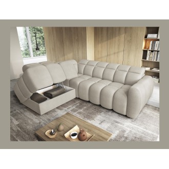Canapé d’angle électrique RONDA 4 places beige – angle gauche 