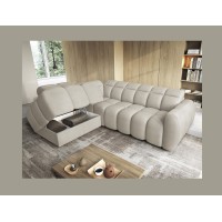 Canapé d’angle électrique RONDA 4 places beige – angle gauche 