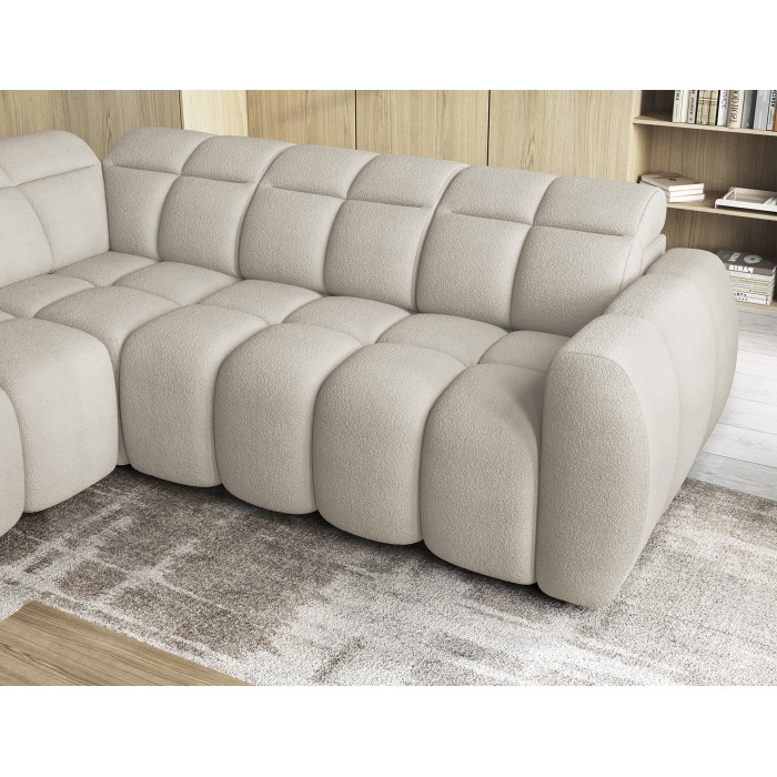 Canapé d’angle électrique RONDA 4 places beige – angle gauche 