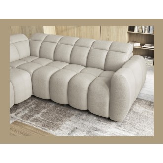 Canapé d’angle électrique RONDA 4 places beige – angle gauche 