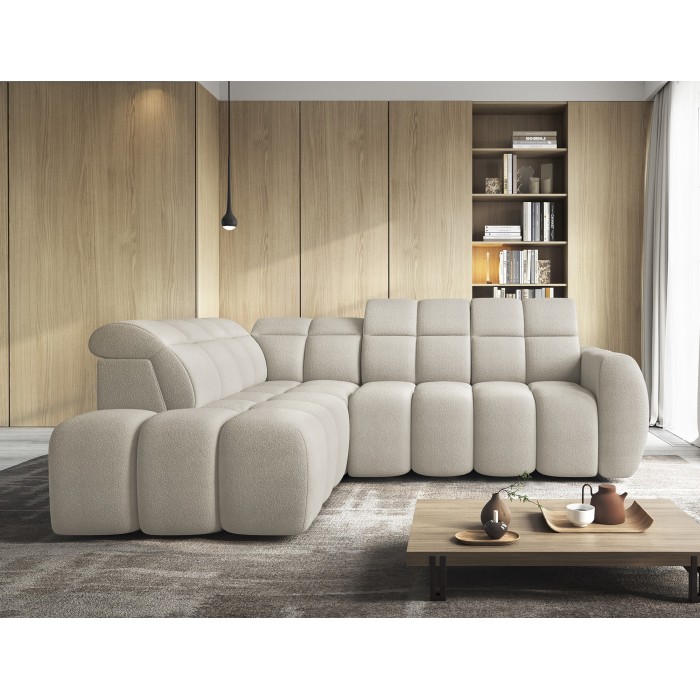 Canapé d’angle électrique RONDA 4 places beige – angle gauche 
