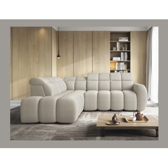 Canapé d’angle électrique RONDA 4 places beige – angle gauche 