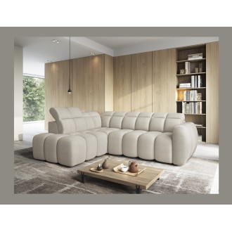 Canapé d’angle électrique RONDA 4 places beige – angle gauche 