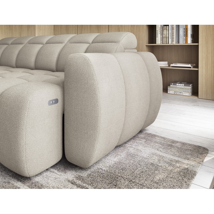 Canapé d’angle électrique RONDA 4 places beige – angle gauche 