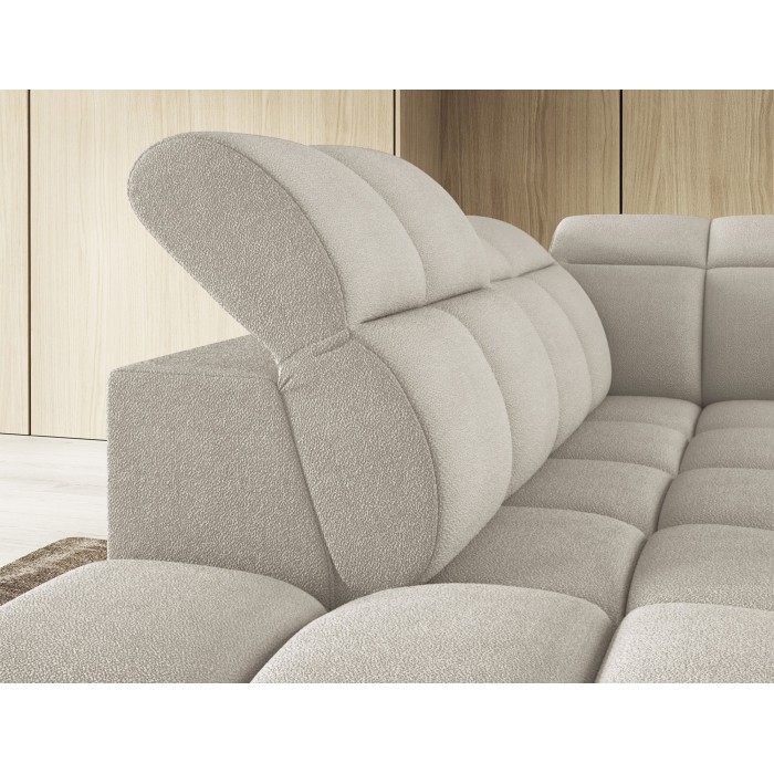 Canapé d’angle électrique RONDA 4 places beige – angle gauche 